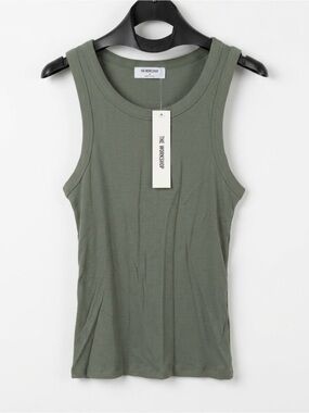 THE WORKSHOP Ribbed Tank Top Sage Green Size M NWT